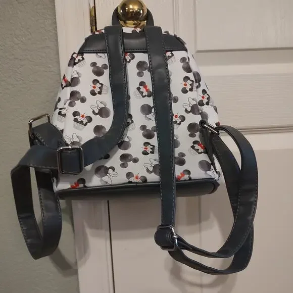 Loungefly Disney Mickey Minnie Mouse Cupcake Black & White Mini Backpack - Picture 3 of 13